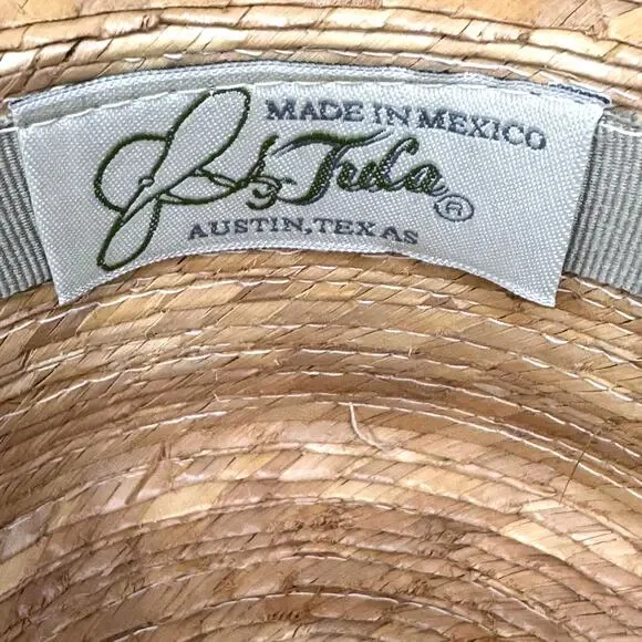 TULA Woven Palm Sun Hat Summer Beach Coastal Grandma Made in Mexico Neutral - Picture 7 of 10